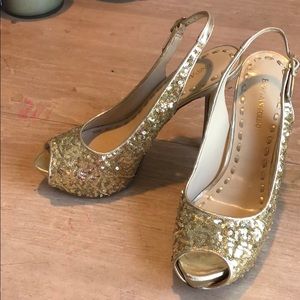 Enzo Angiolini Gold Sequin Heels